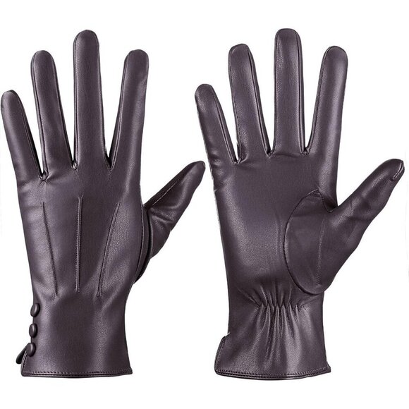 Accessories - Women’s Leather Gloves Genuine SheepSkin Leather Cold Weather Cashmere Coffee